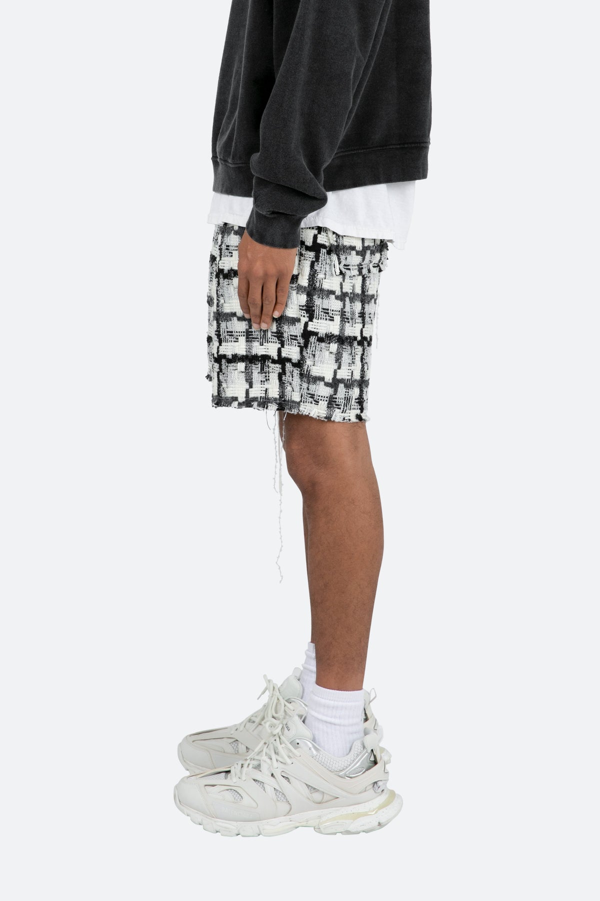 Raw Edge Shorts - Black/White