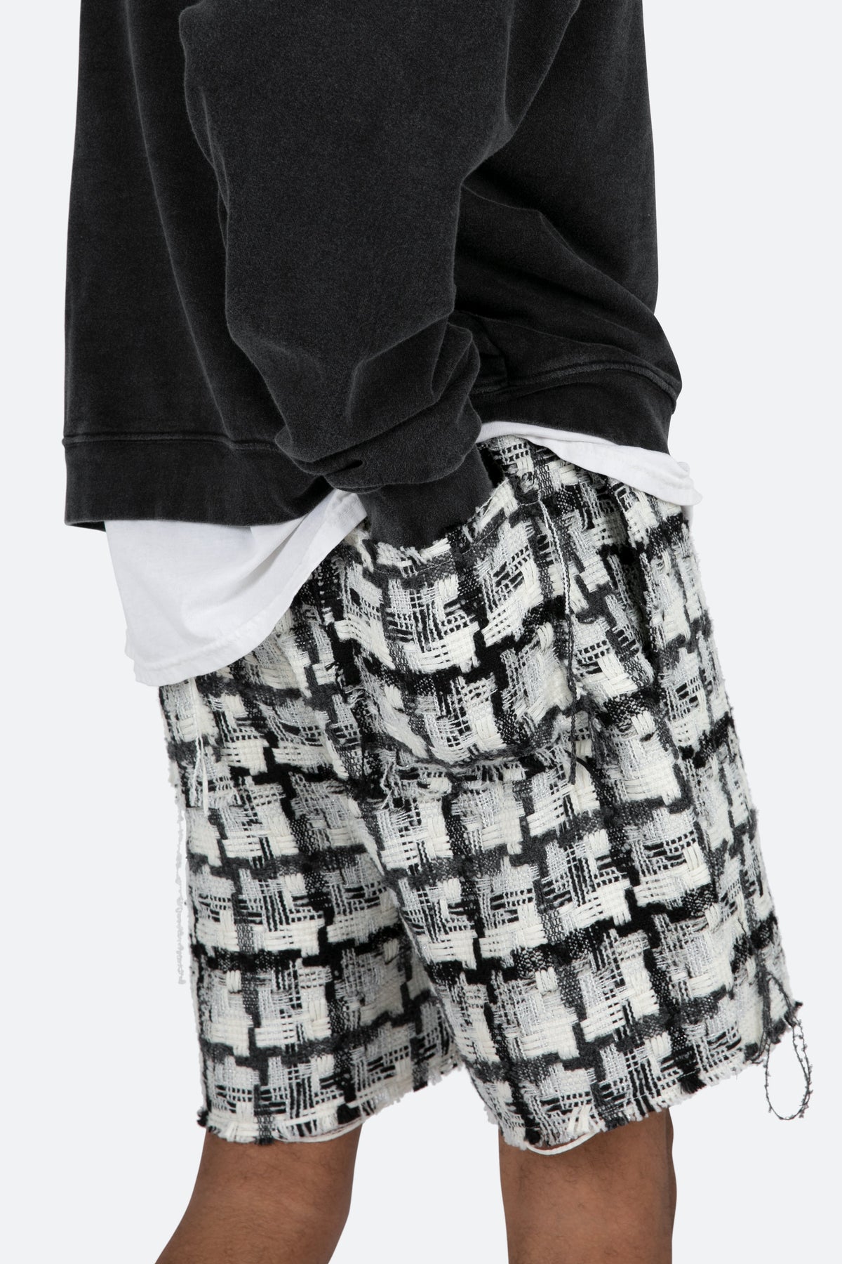 Raw Edge Shorts - Black/White