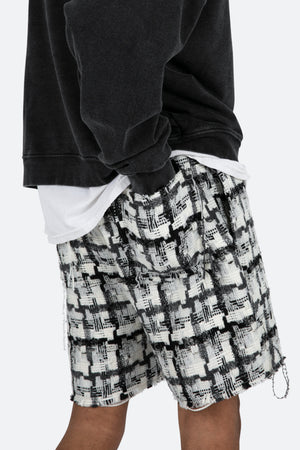Raw Edge Shorts - Black/White