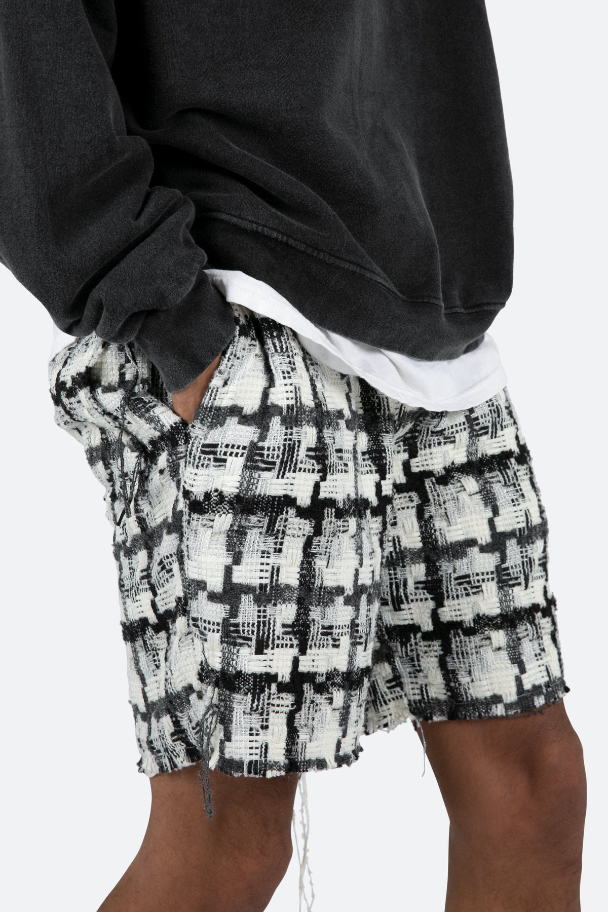 Raw Edge Shorts - Black/White