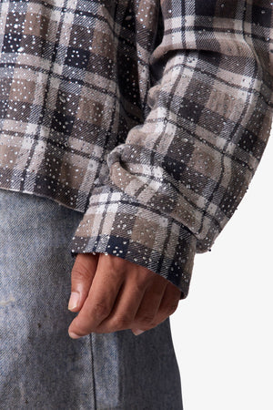 Rhinestone Flannel Shirt - Brown