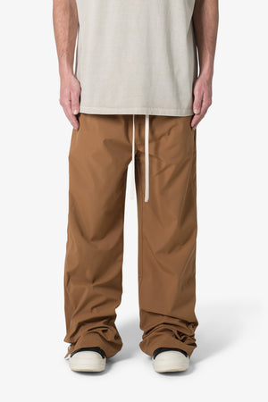 Side Snap Nylon Pants - Brown