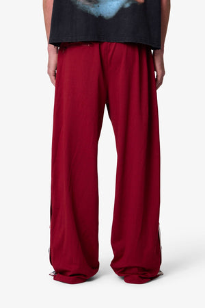 Side Snap Striped Track Pants - Red