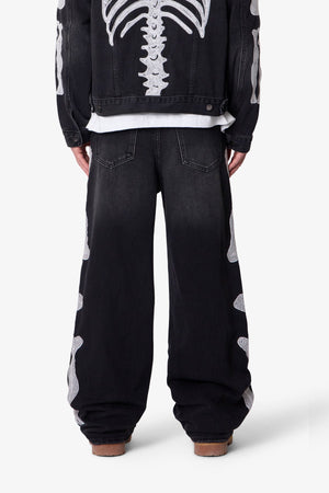 Skeleton Ultra Baggy Denim - Washed Black