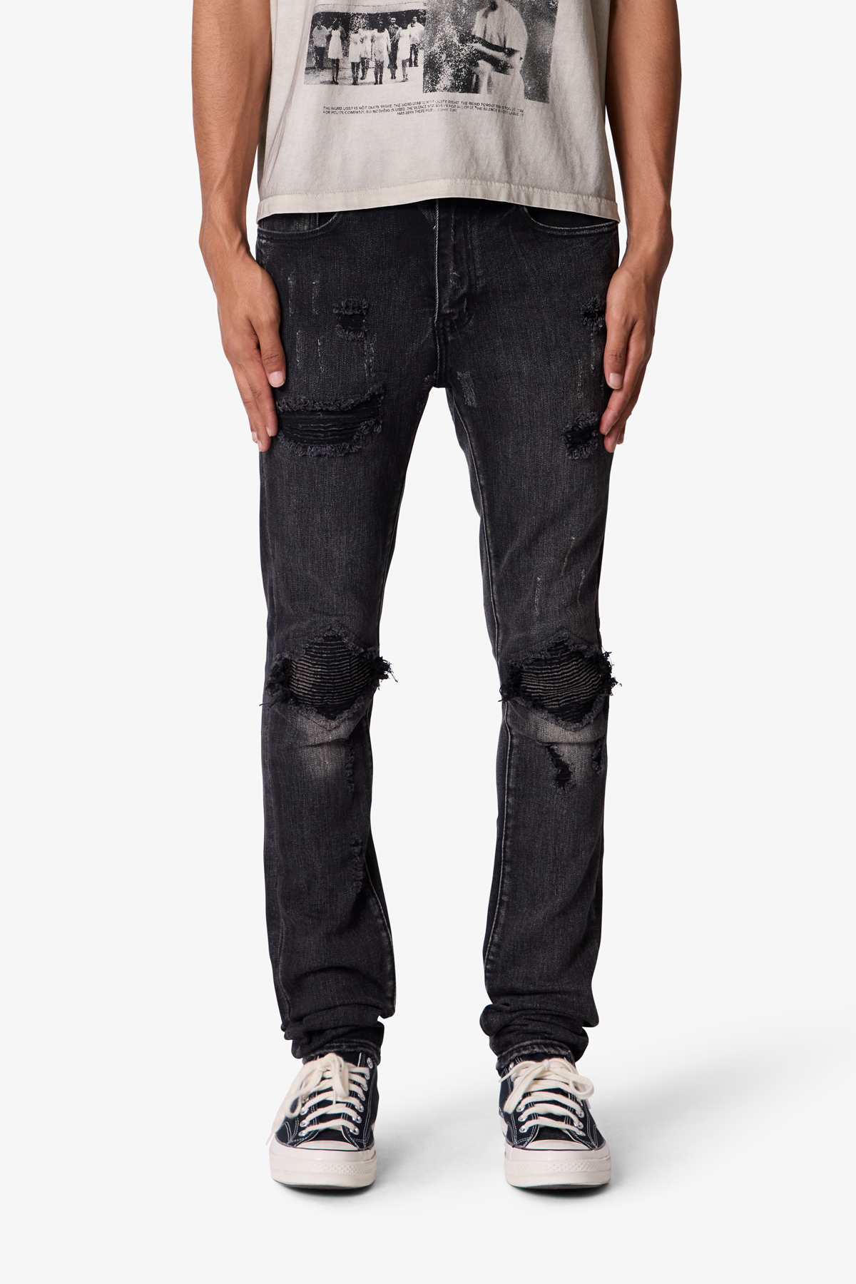 Skinny Distressed Moto Denim - Black