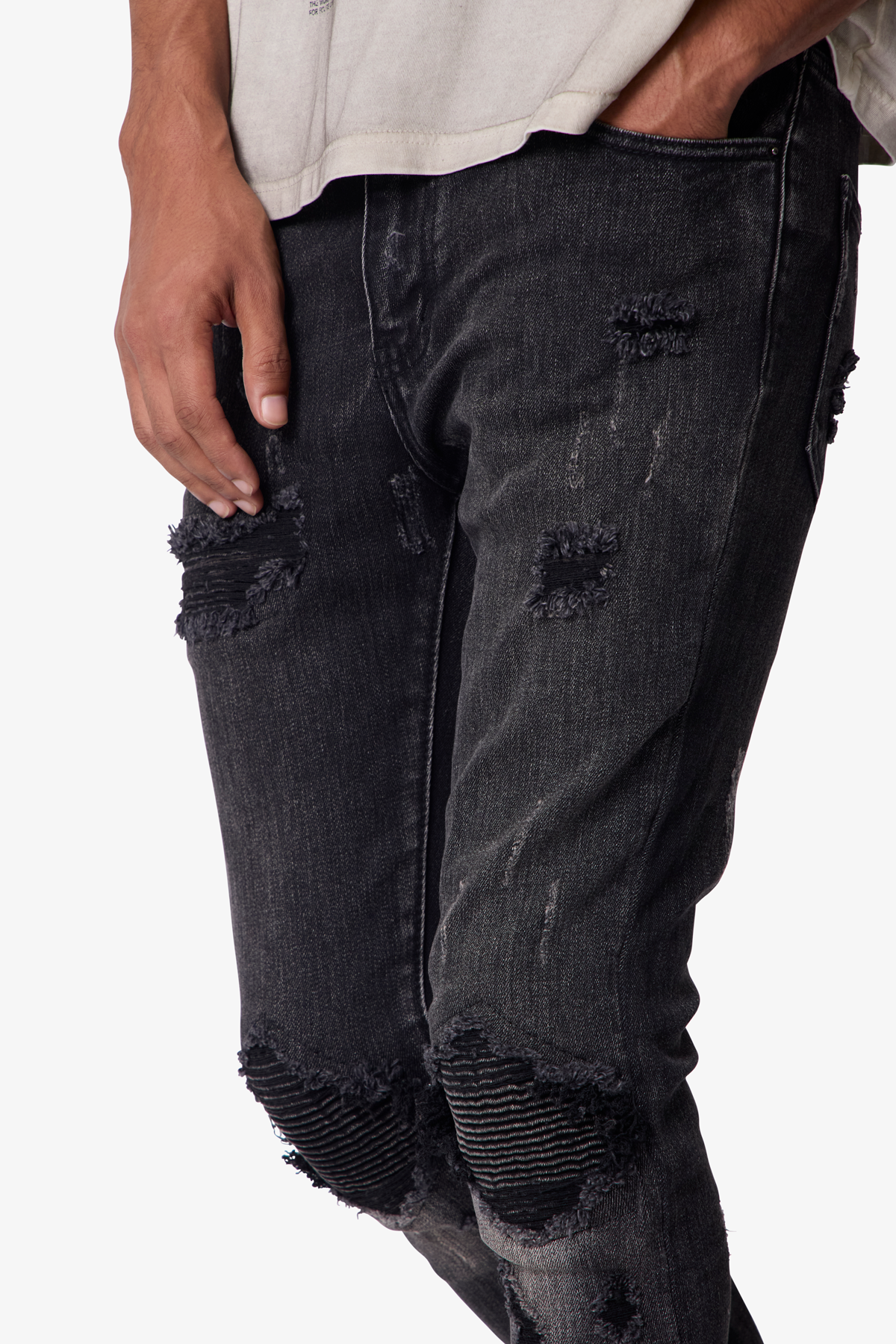 Skinny Distressed Moto Denim - Black