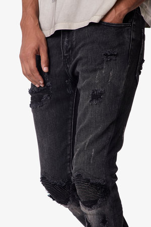 Skinny Distressed Moto Denim - Black