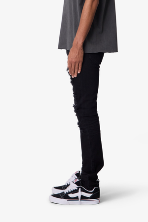 Skinny Distressed Rhinestone Denim - Black