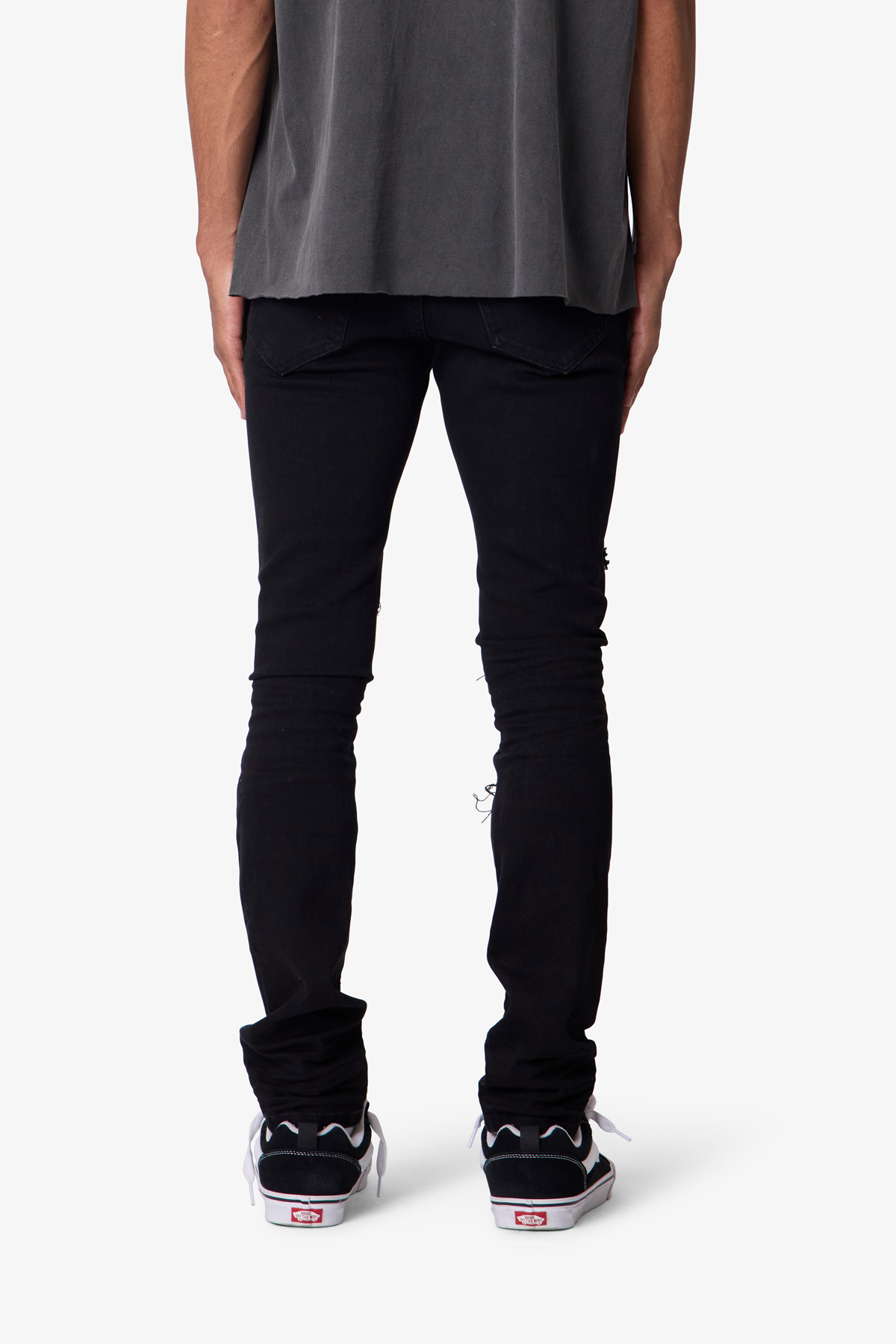 Skinny Distressed Rhinestone Denim - Black
