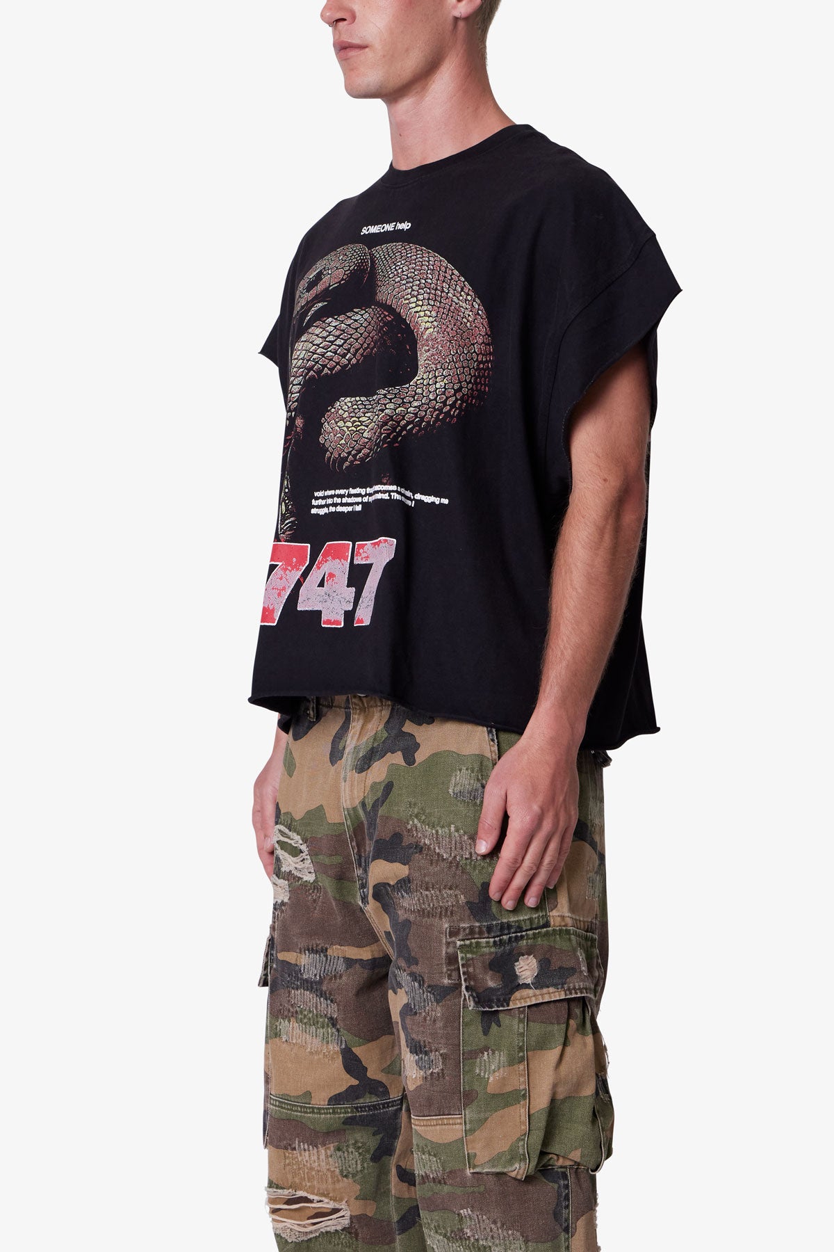 Snake Cutoff Tee - Vintage Black