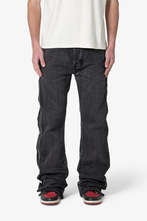 Snap Baggy Flare Denim - Black