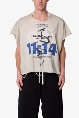 Tattered Cut Off Tee - Off White