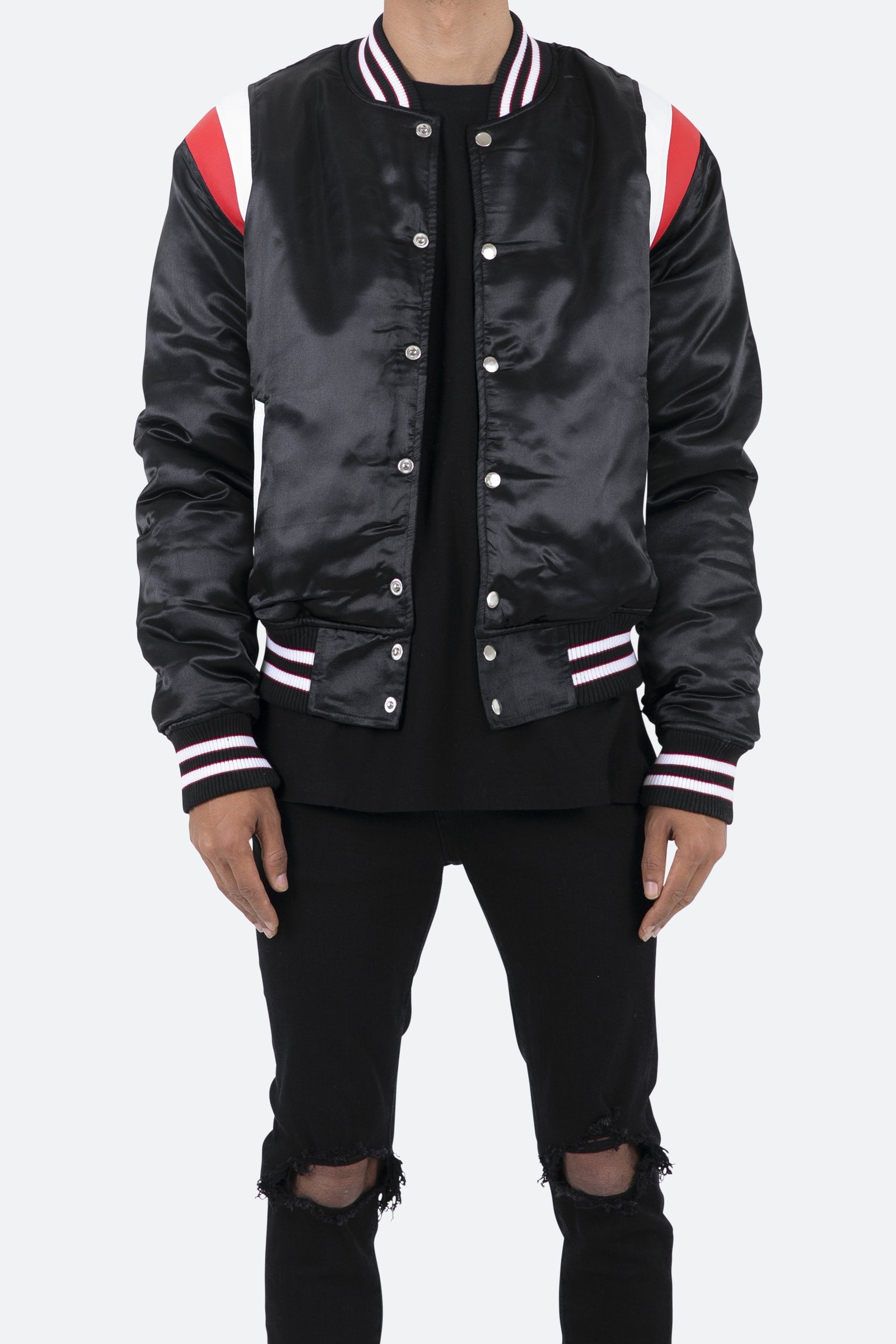 Teddy Bomber Jacket - Black/Red
