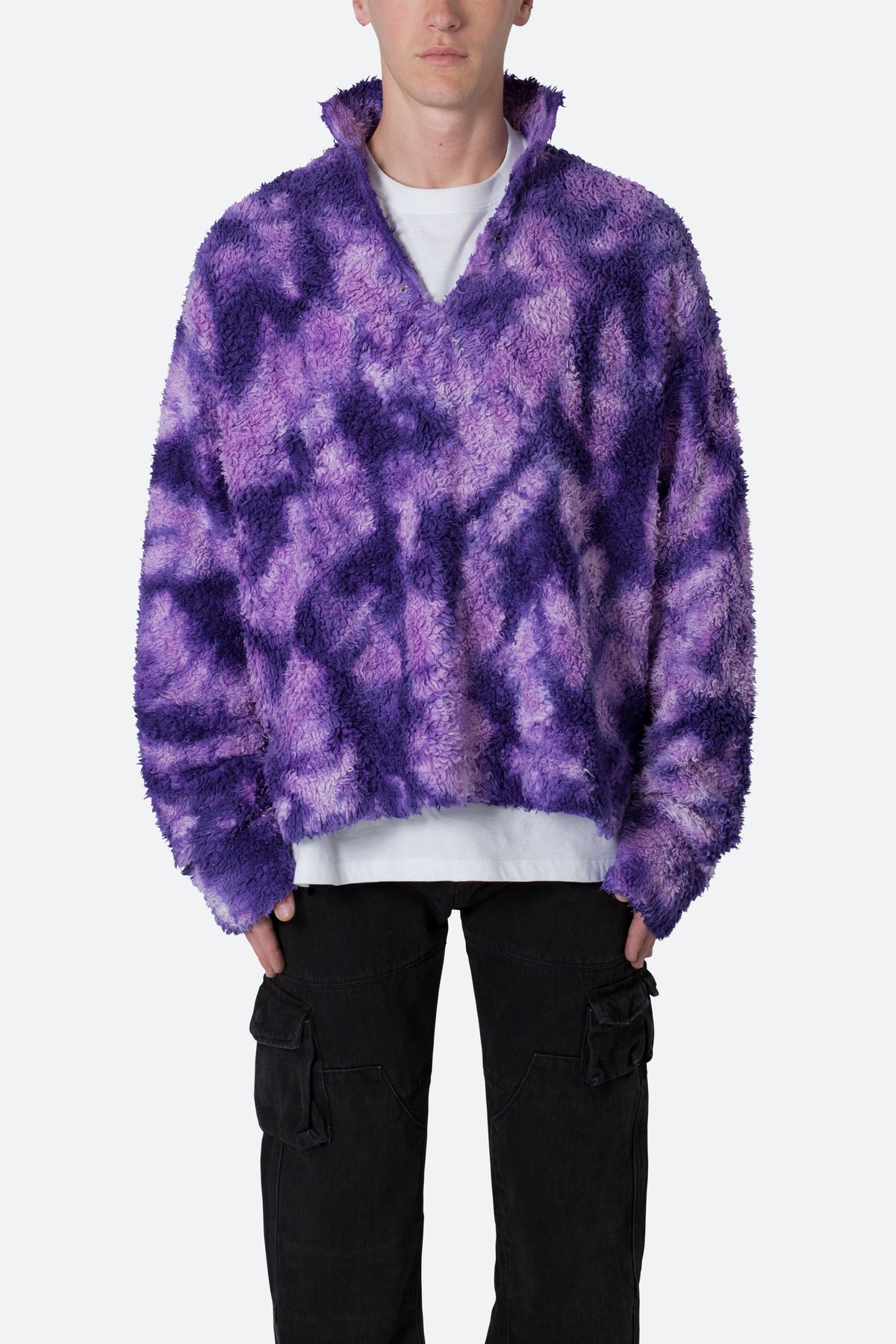 Tie Dye Sherpa Pullover - Purple