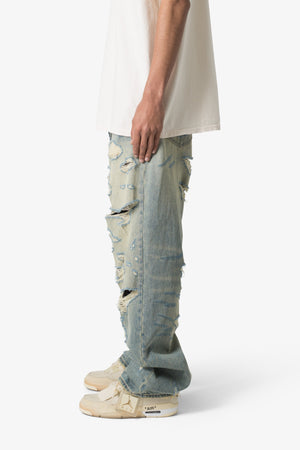 Ultra Baggy Distressed Denim - Vintage Blue