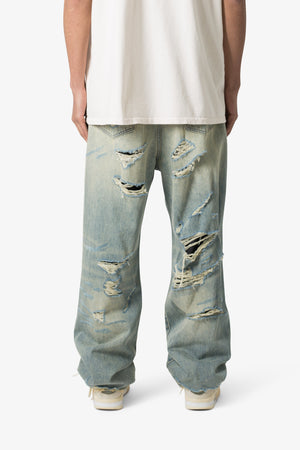 Ultra Baggy Distressed Denim - Vintage Blue