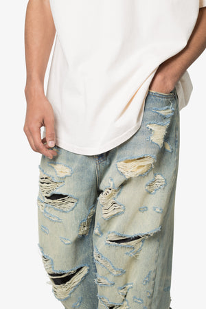 Ultra Baggy Distressed Denim - Vintage Blue