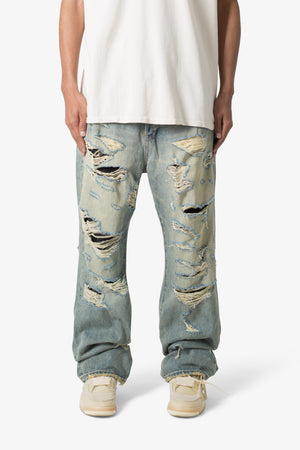 Ultra Baggy Distressed Denim - Vintage Blue