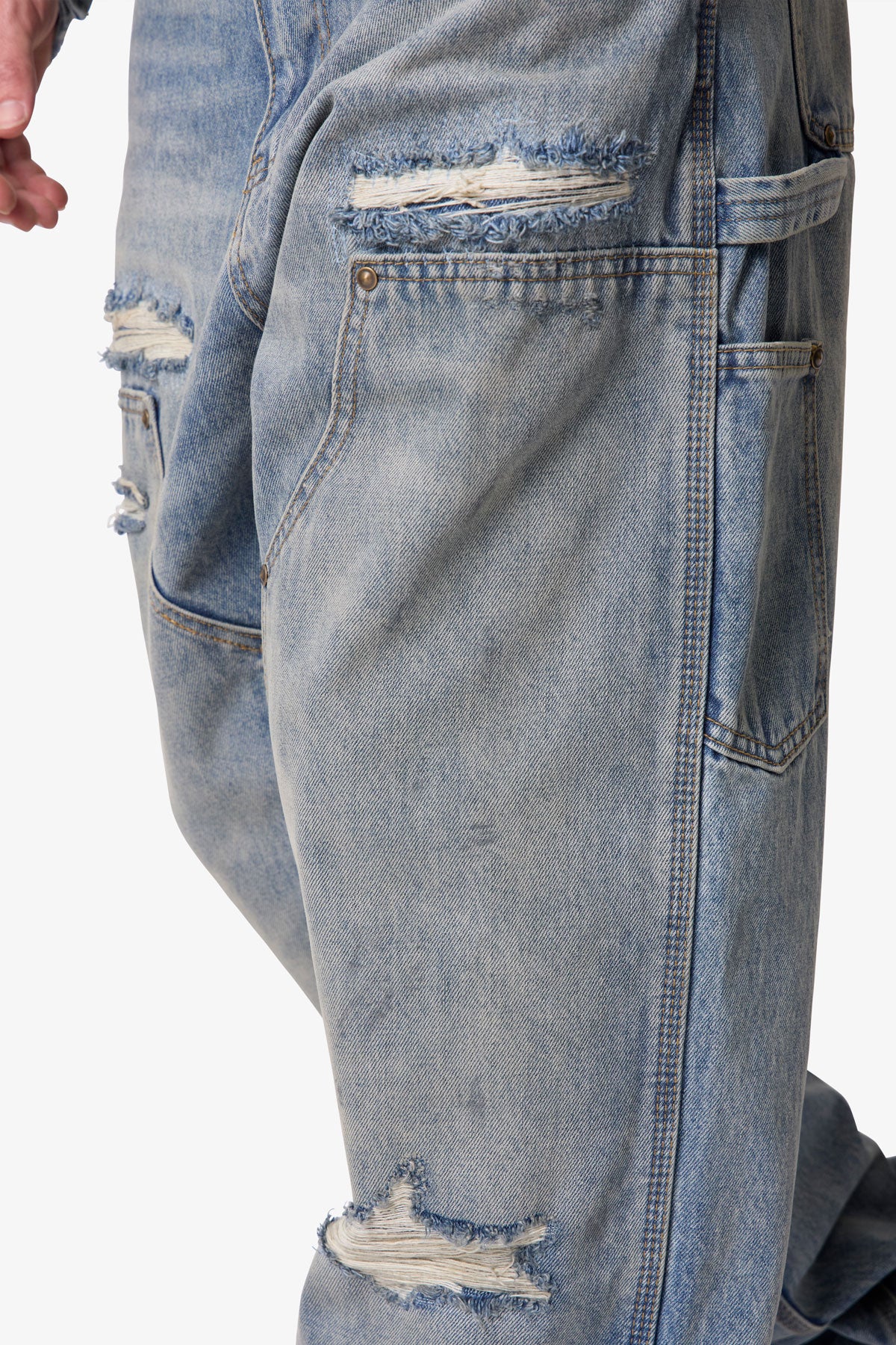 Ultra Baggy Distressed Work Denim - Vintage Blue