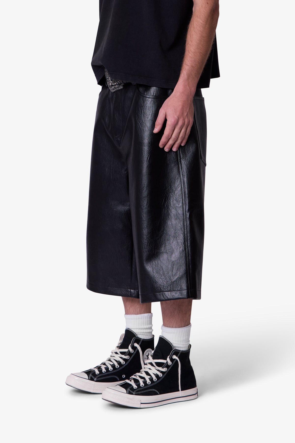Ultra Baggy Leather Shorts - Black