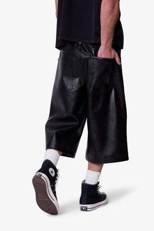 Ultra Baggy Leather Shorts - Black