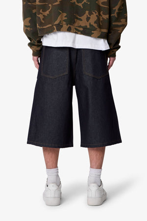 Ultra Baggy Pleated Denim Shorts - Rinsed Indigo