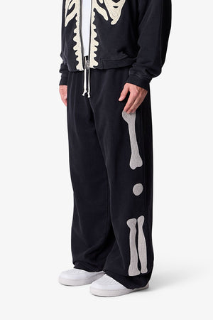 Ultra Baggy Skeleton Sweatpants - Washed Black