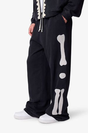 Ultra Baggy Skeleton Sweatpants - Washed Black