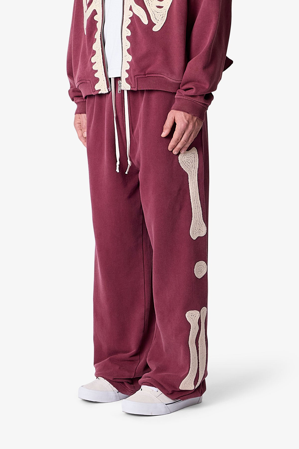 Ultra Baggy Skeleton Sweatpants - Washed Red