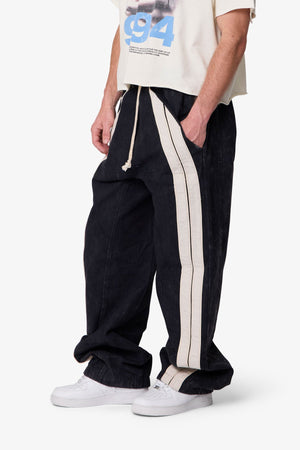 Ultra Baggy Stripe Twill Pants - Black/White