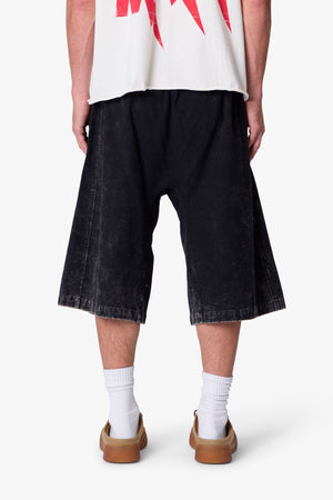 Ultra Baggy Stripe Twill Shorts - Washed Black