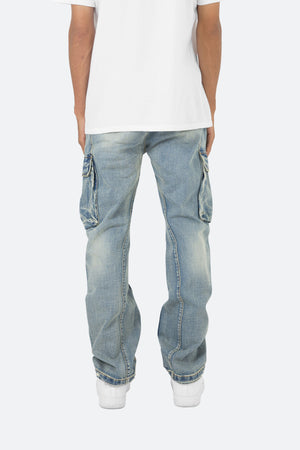 V216 Cargo Baggy Denim - Vintage Blue