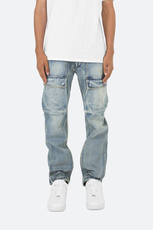 V216 Cargo Baggy Denim - Vintage Blue