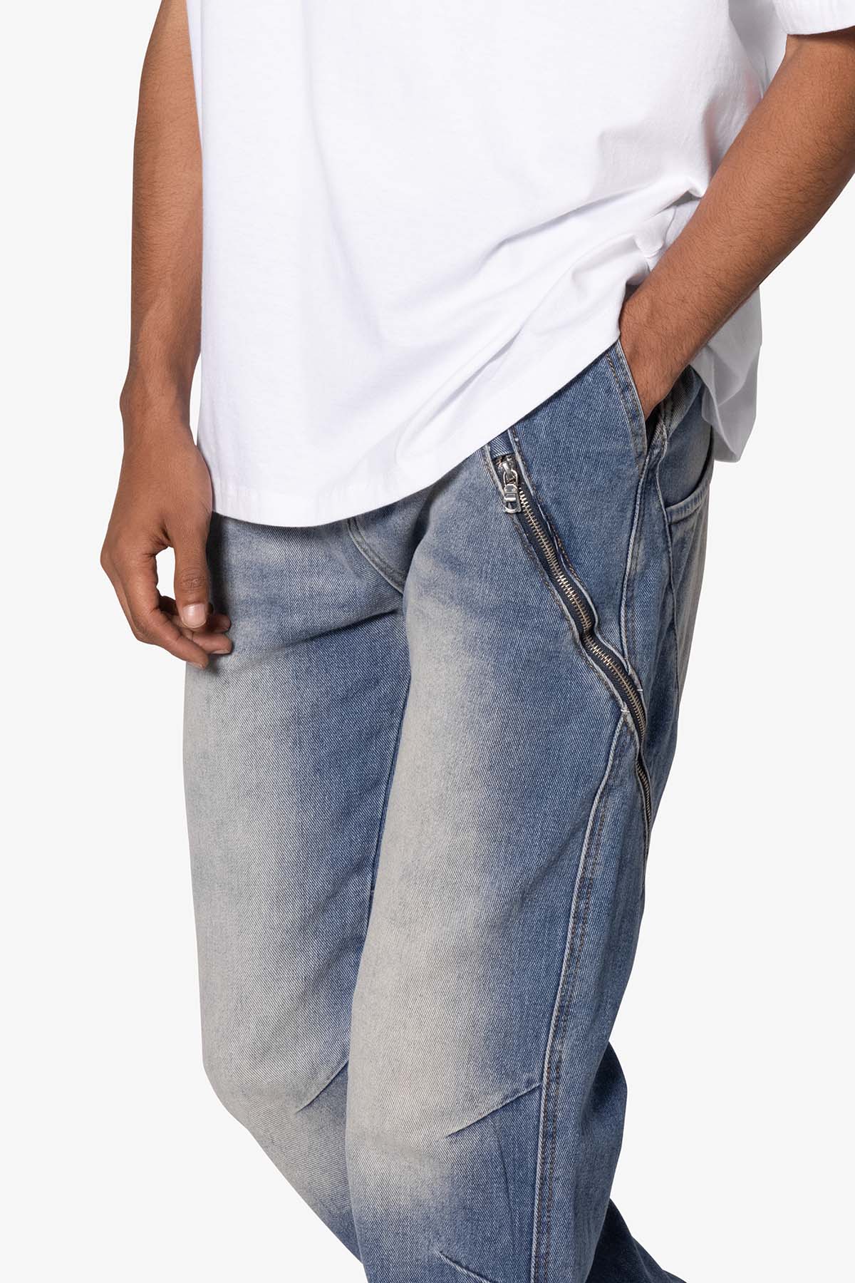 V628 Baggy Zipper Denim - Blue