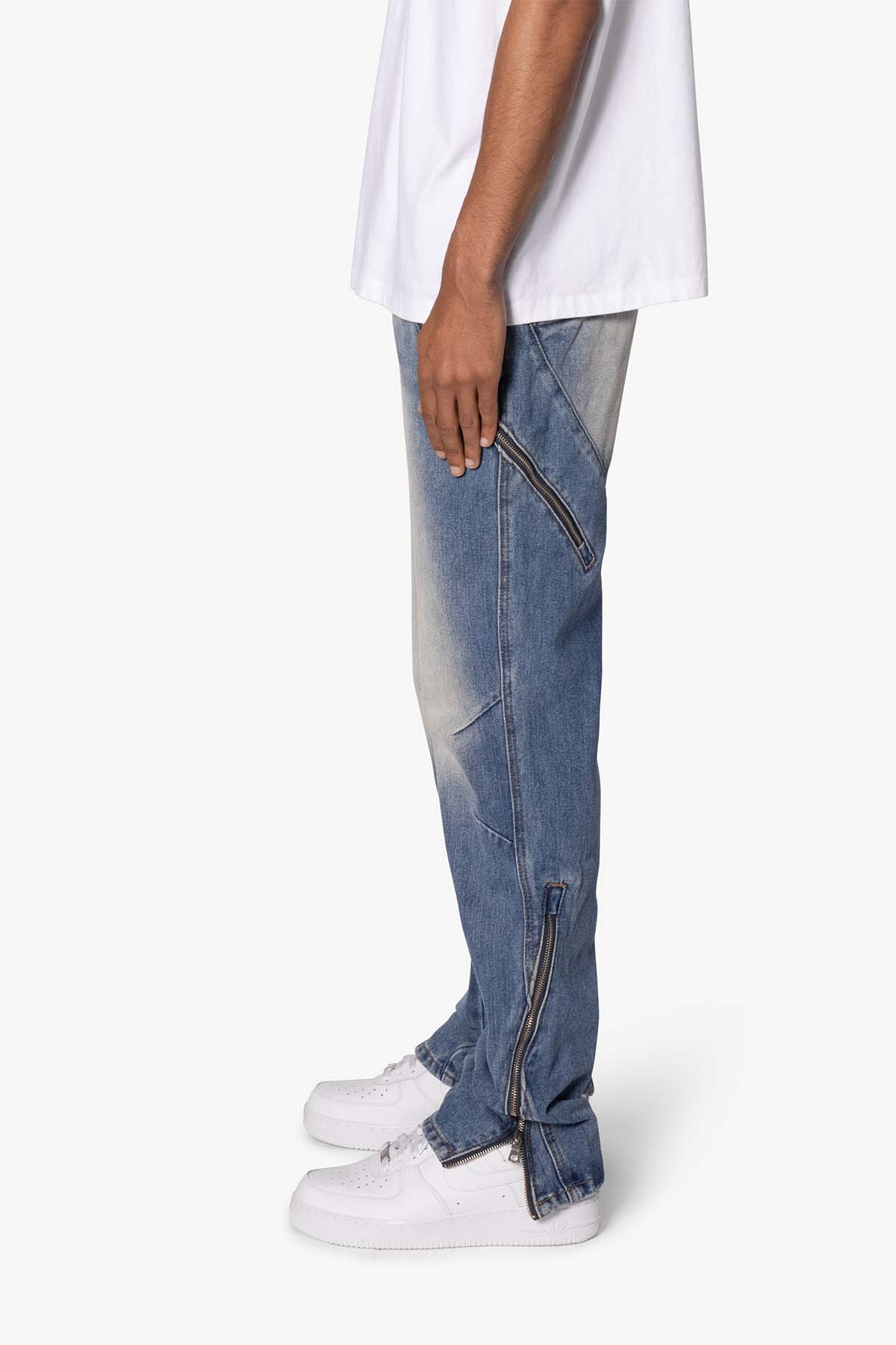 V628 Baggy Zipper Denim - Blue