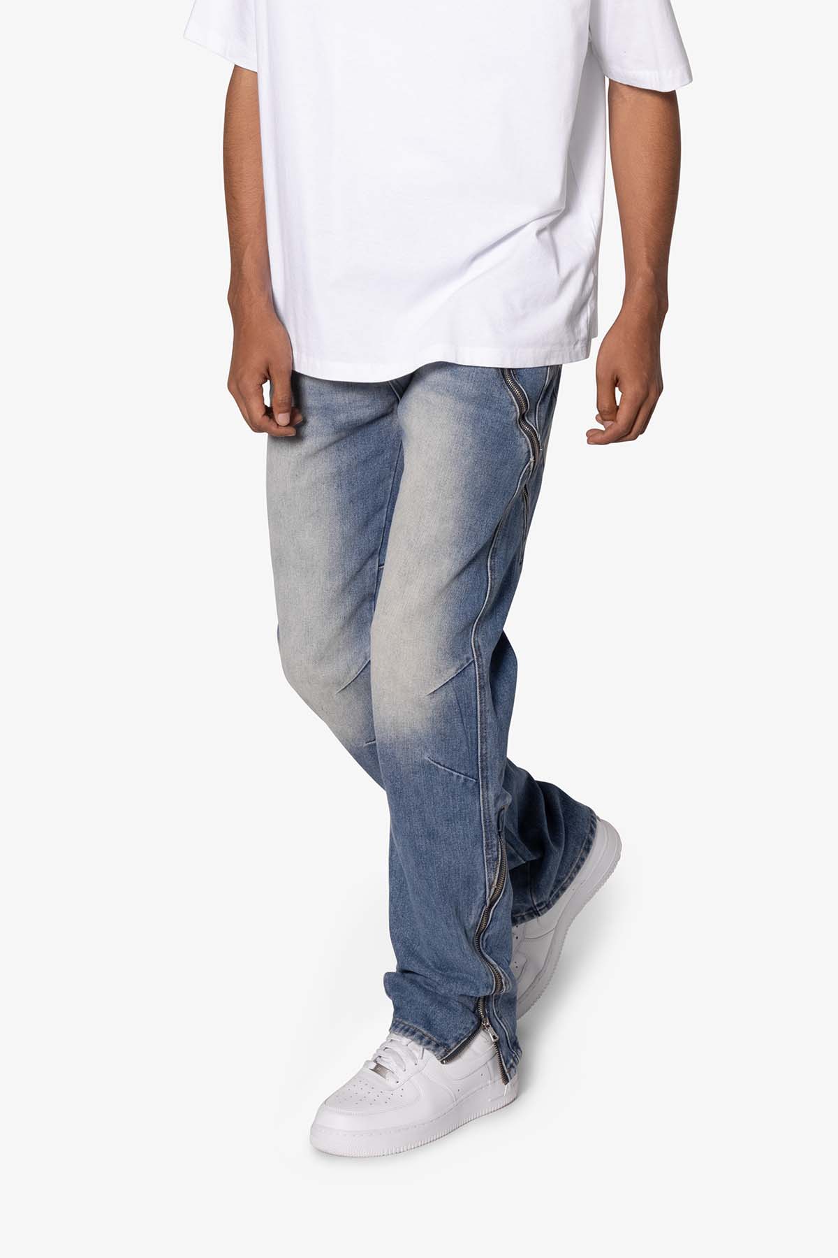 V628 Baggy Zipper Denim - Blue