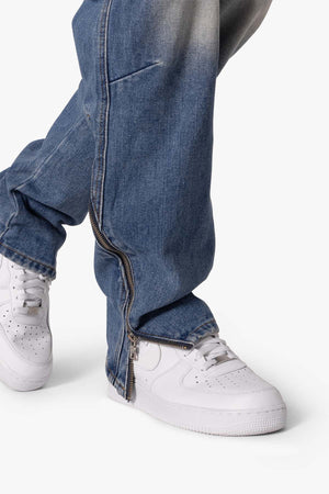V628 Baggy Zipper Denim - Blue
