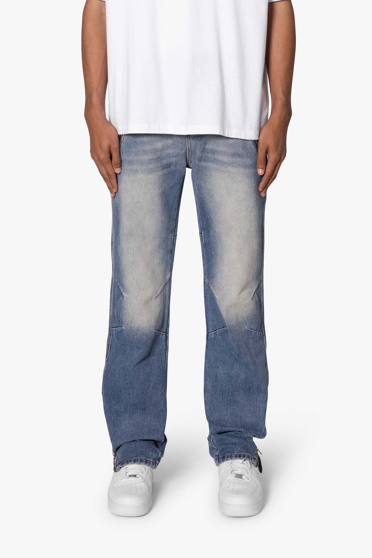 V628 Baggy Zipper Denim - Blue