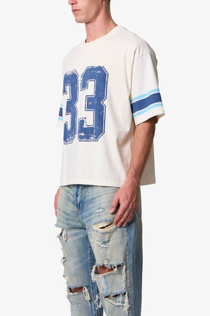 Varsity Tee - Off White/Blue