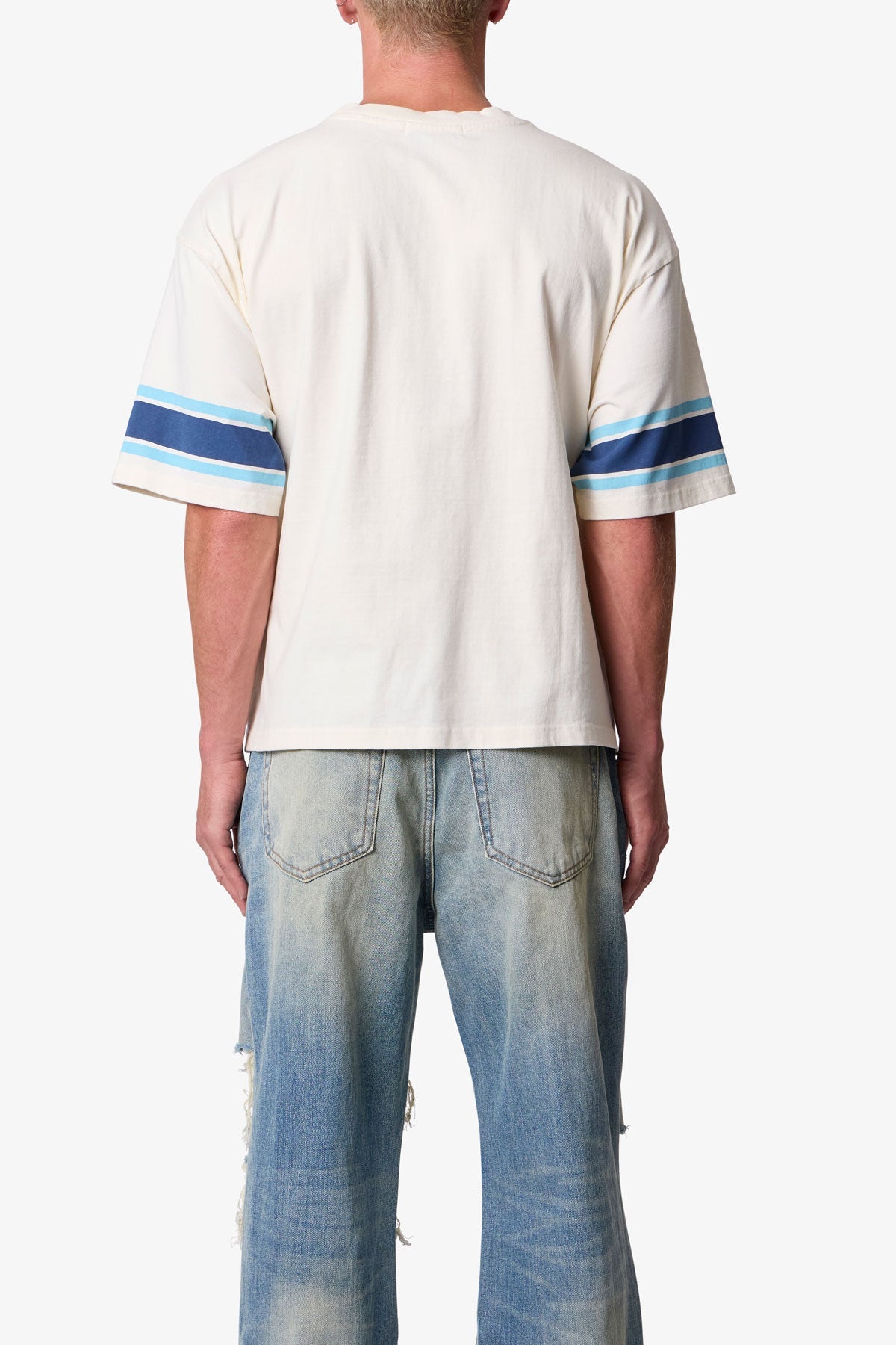 Varsity Tee - Off White/Blue