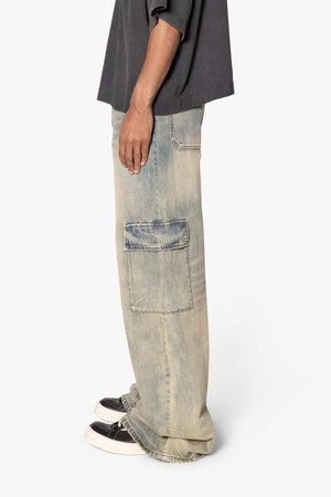 Void Baggy Cargo Denim - Medium Blue