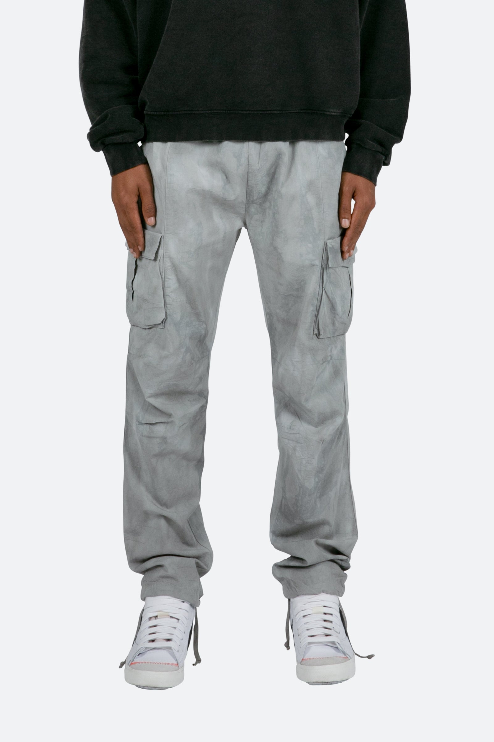 Washed Camo Cargo Pants - Grey/White