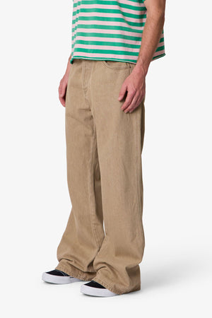 Washed Kick Flare Denim - Khaki