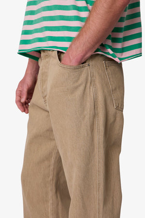 Washed Kick Flare Denim - Khaki