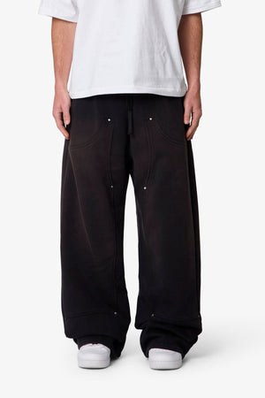 West Double Knee Sweatpants - Washed Black