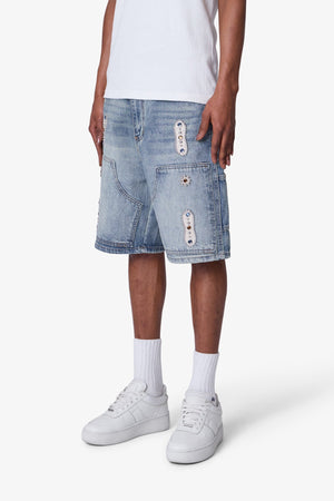 Western Jewel Denim Shorts - Blue