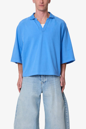 Wide Polo S/S Shirt - Light Blue