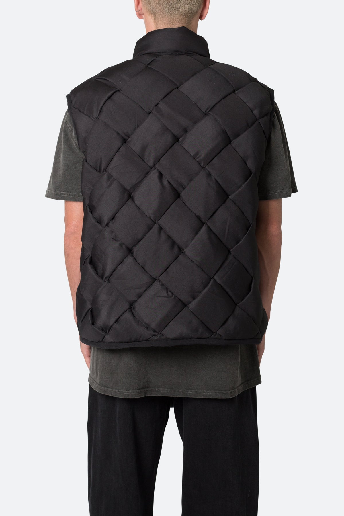 Woven Puffer Vest - Black