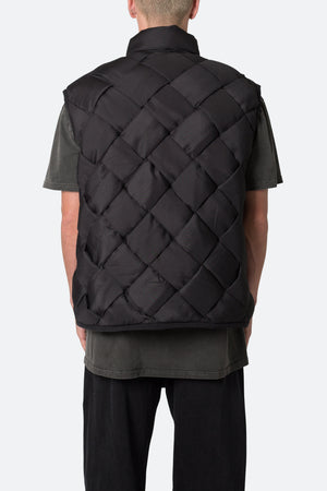 Woven Puffer Vest - Black