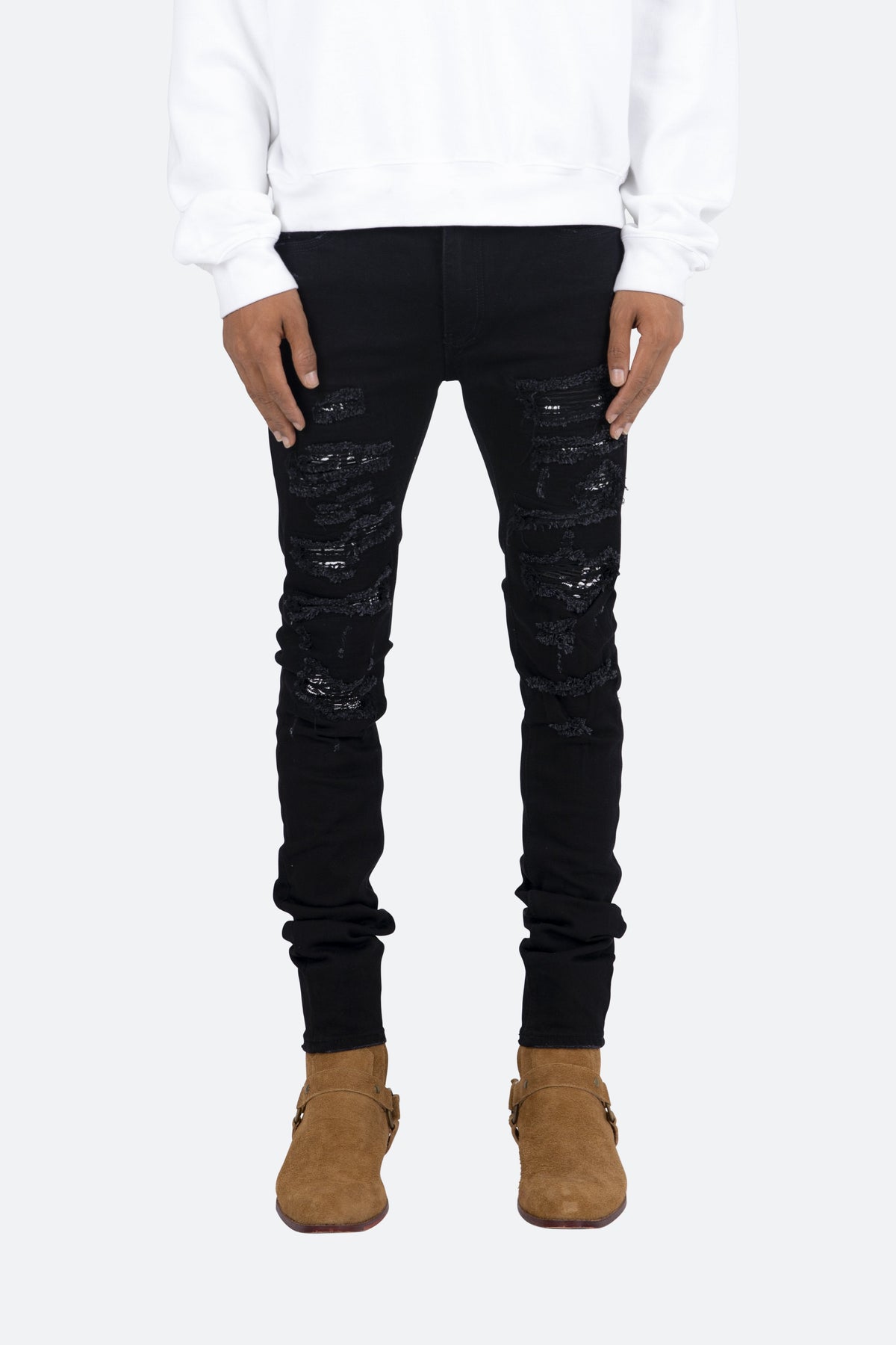 X165 Paisley Skinny Denim - Black/Black